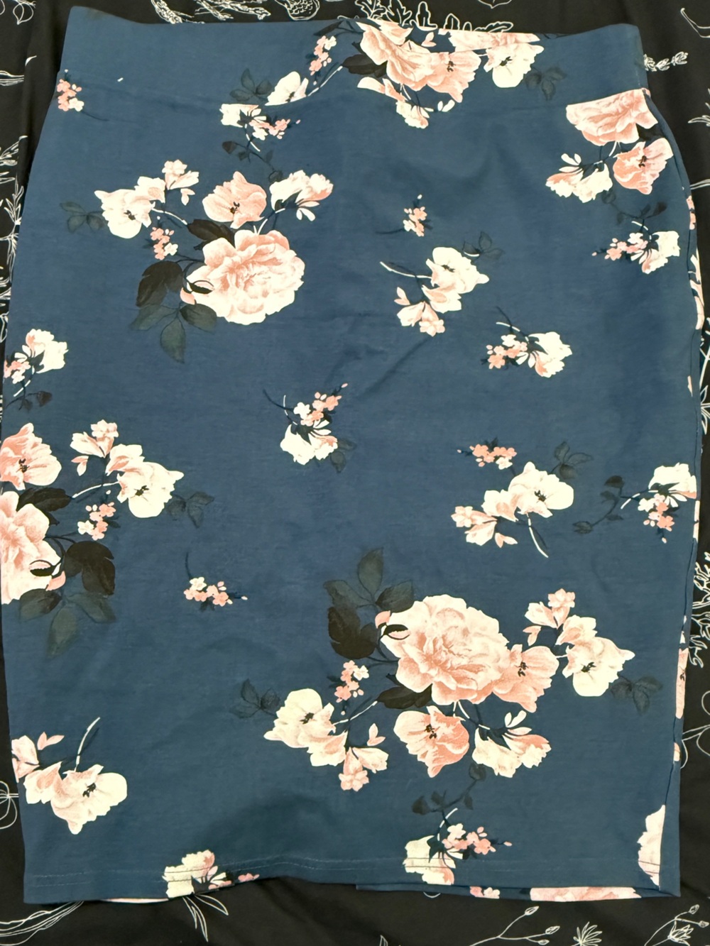 torrid Navy Pencil Skirt with Blush Floral Print